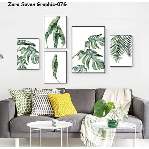 Watercolor Green Plant Leaf Canvas Painting Print Poster Living Room Art Picture Home Decoration
