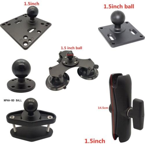 Aluminium 1.5 Inch Ballhead Base Mount Double Socket Arm for Motorcycle Camera Truck Boat Yacht