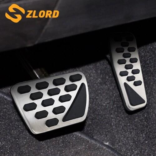 Zlord Stainless Steel Car Accelerator Pedal Brake Pedals AT Pedal Pads Cover for Jeep Wrangler JL 2018 - 2021 JK 2007 - 2017