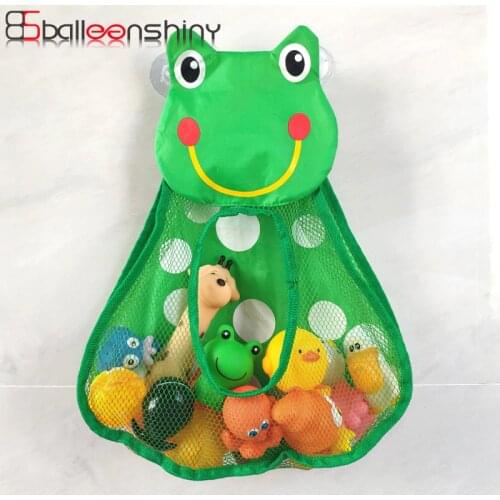 BalleenShiny Cartoon Duck Frog Toy Storage Pocket Mesh Bathroom Wall Suction Baby Kids Toy Organizer Net Toiletries Neaten Bags