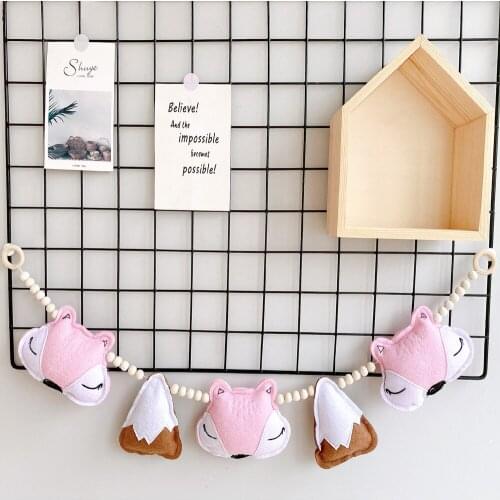 Kids Room Decor Handmade Felt Fox Beads Hanging Decor Felt Snow Mountain Fox Hanging Decor For Baby Girl Boy Nursery Decoration