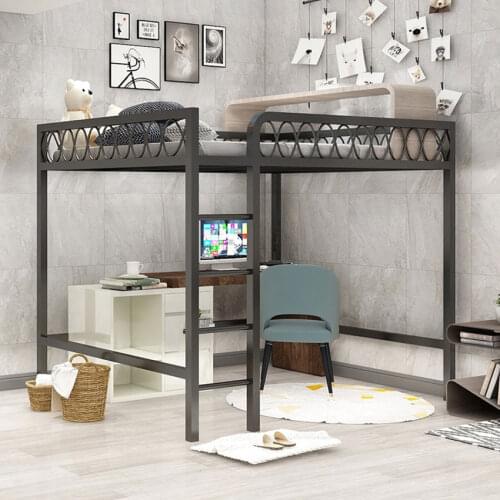 Bunk Bed 120/150CM Multifunctional Single Dormitory Loft Home Bedroom Adult Teenage High Nap Bed With Ladder Twin Bed Iron Frame