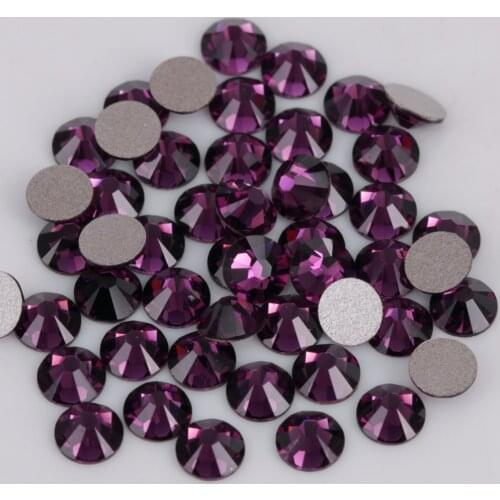 Good Quality ss3-ss50 Amethyst Glue On Crystal Stones / Flat Back Non Hotfix Rhinestones