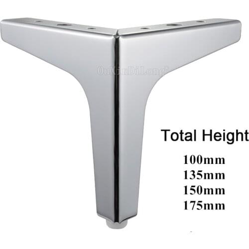 4PCS Chrome Metal Furniture Leg Support Coffee Table Legs Sofa Foot Furniture Accessories Rubber Foot Bed Riser GF164