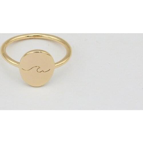 Classic Design Wave Ring Oval Gold Plated Engraved Ring Women Custom Ring Jewelry