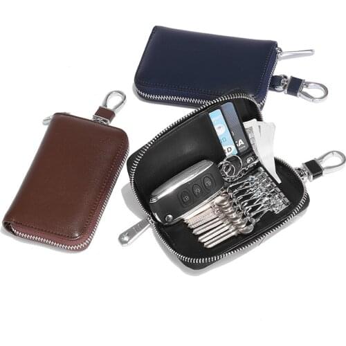 Leather Key Wallet Unisex Multifunction Keys Organizer Fashion Men Women Car Key Card Holders Wallets Ladies Smart Housekeeper