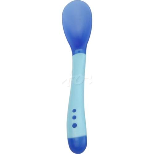 1PC Heat Sensing Thermal Feeding Spoon Baby Kid Weaning Silicone Head Tableware F3ME
