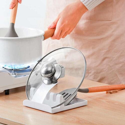 Multifunctional Pot Lid Stand Organizer Scoop Spatula Storage Rack for Kitchen Home