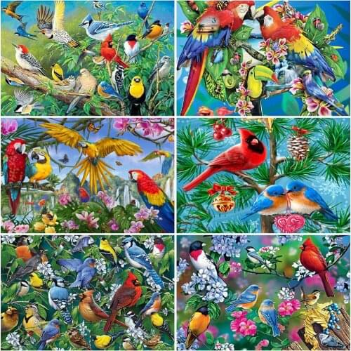 MomoArt Diamond Embroidery Parrot Cross Stitch Kits Diamond Painting Bird New Arrival Mosaic Animal Full Drill Square Wall Art