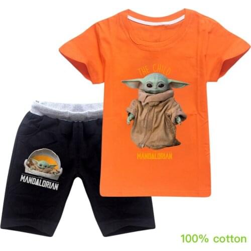 New Casual Summer Wear Cartoon Me Contro Te T-shirt Tops + Shorts Pajamas Set Boy Girl Christmas Clothes Cartoon Baby Yoda
