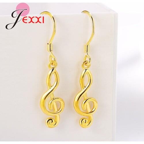 New Creative Fun Musical Symbol Earrings 925 Sterling Silver Personality Earrings Fashion Simple Women Gold Color Jewelry
