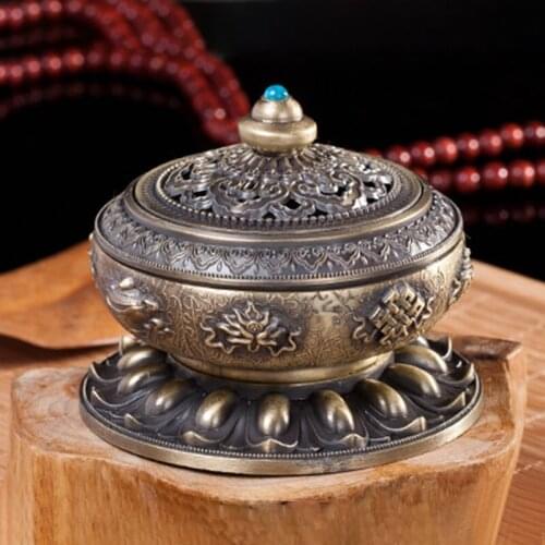 New Zinc Alloy Lotus Incense Burner Cone Censer Holder Smoking Incense Home Decor