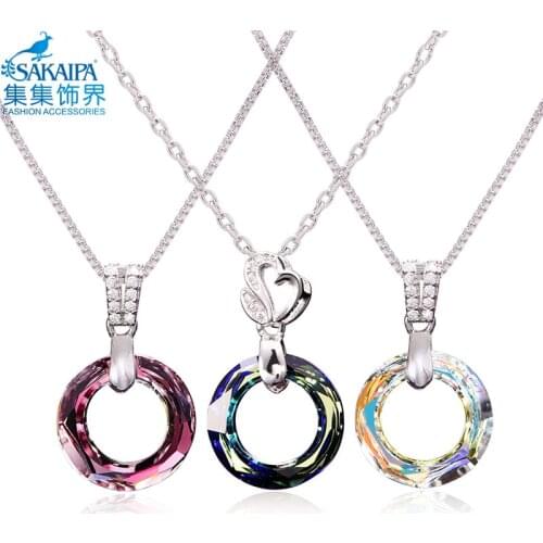 Fantastic Dragon Crystal Round Pendant Necklace Silver Color For Women Jewelry Austrian Crystal Necklace Birthday Gift NS119004