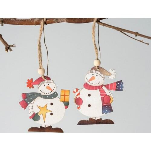 Christmas wooden old man snowman pendant wood chip decoration pendant christmas tree snowman old man pendant