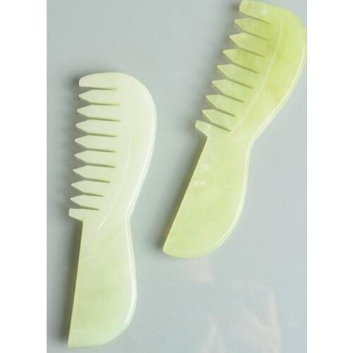 1Pcs Natural Jade Gouache Scraper Comb Shape Gua Sha Massage Tools for Head Meridian Scraping Acupuncture Therapy Healing Stone