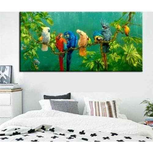 Modern colorful parrot print canvas painting animal posters and prints wall art print HD canvas living room home decoration