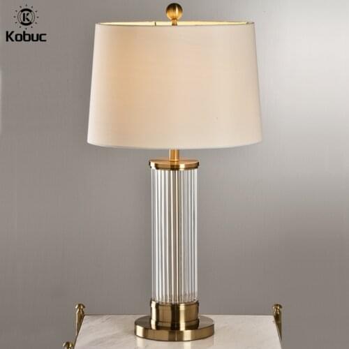 Kobuc Modern Luxurious Led Table Lamps for Living Room Bedroom Study Desk Lamp Crystal Table Lamp Copper Home Decor Bedside Lamp