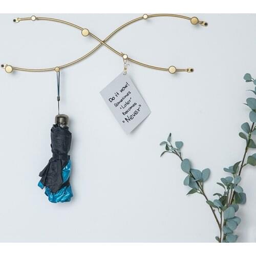 Modern Creative Minimalist Gold Hook Living Room Coat Hat Storage Rack Bathroom Toilet Wave Line Metal Wall Decoration Key Hook