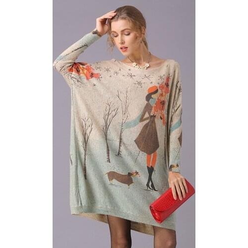 Turtleneck sweaters christmas womens dog graffiti floral casual ladies pullover knitwear long 2019 autumn winter free ship