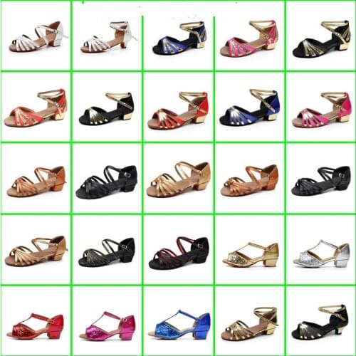 Girls Latin Dance Shoes, Female Children Girls Latin Shoes, Childrens Exercise Shoes, Leather Soft Sole Black Adult Dance Shoes