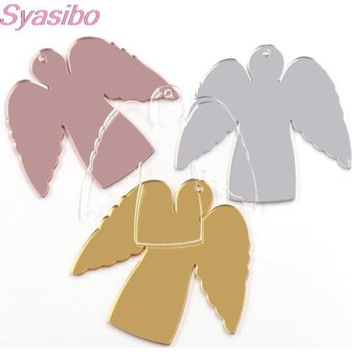 2pcs )76mm Christmas Tree Decorations Christmas Angle Ornaments Gold Mirror Acrylic Tags