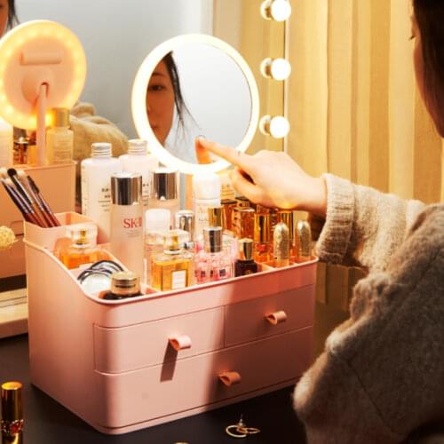Large Capacity Drawer Makeup Organizer Jewelry Nail Polish Makeup Storage Box Skin Care Dressing Table Girl Cosmetic Beauty Case