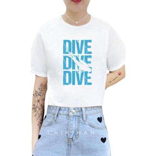Dive Plus Size S-3XL TShirt Scuba Diving Print Women T-Shirt Womens Cotton T-Shirt O Neck Short Sleeve Tees T-Shirt Black Tops