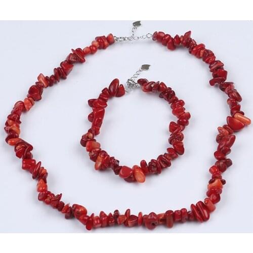 Fashion women 925 sliver plated handmade multilayer red coral beads necklace and charm bracelet
