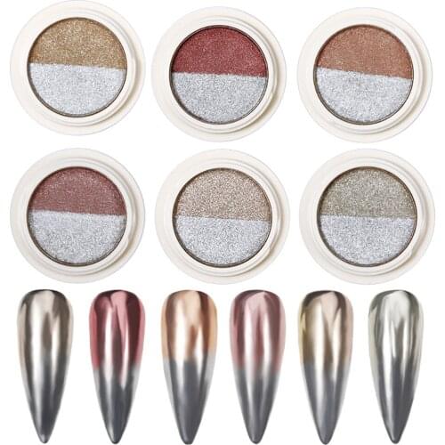 1 Box Two-color Laser Nails Glitter Aurora Shining Nail Art Decoration Magic Mirror Powder with Brush Professional Brand