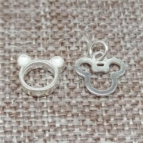 925 Sterling Silver Mouse Beads Frames for 4mm Beads Mouse Charms for Bracelet Necklace