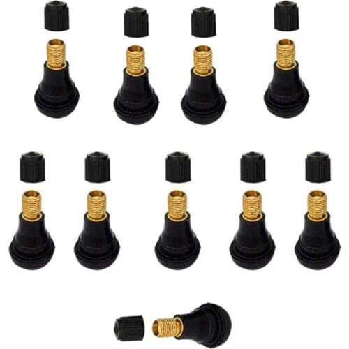 10pcs TR412 Tubeless Tire Tyre Valves Stems Rubber Snap-in Rubber Tire Valve Stems Car Motorcycle Replacement Repair Accessories