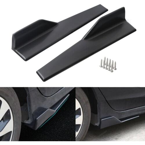 2pcs/Set 18"x3.5" Universal Black Car Side Skirt Rocker Splitters Winglet Wings Anti-Scratch Protector Auto Vehicle Modified Kit