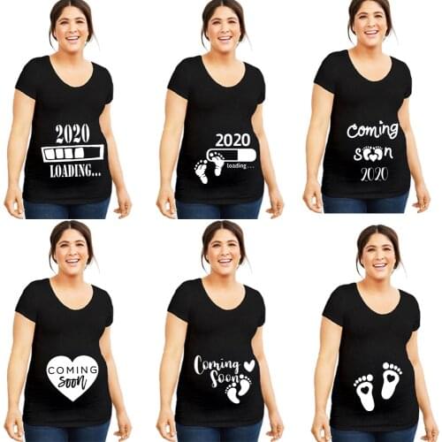 2020 Baby Coming Soon Maternity Clothes Short Sleeve Tshirt Casual Maternity Clothing Clothes for Pregnant Women Maternity Dress