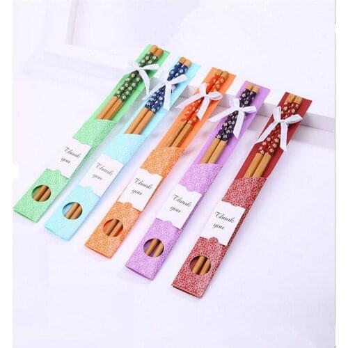 500pairs China "East Meet West" Natural Bamboo Chopsticks Tableware Wedding Favor Gift Souvenirs Free Shipping