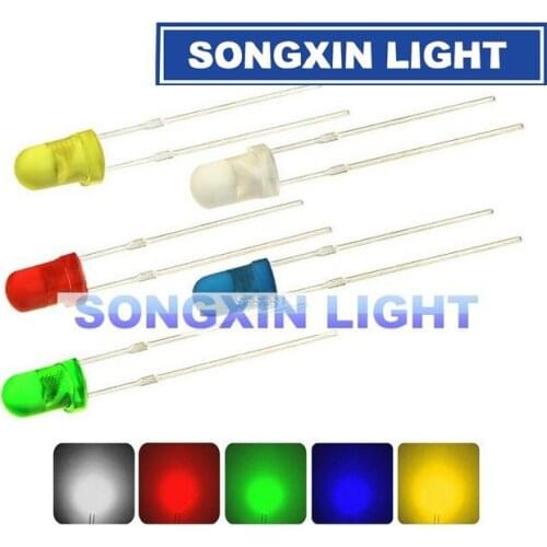 5000pcs/lot 5 Colors F5 5MM Round Yellow White Red Green Blue Diffused Round DIP Diode LED Lamp Light