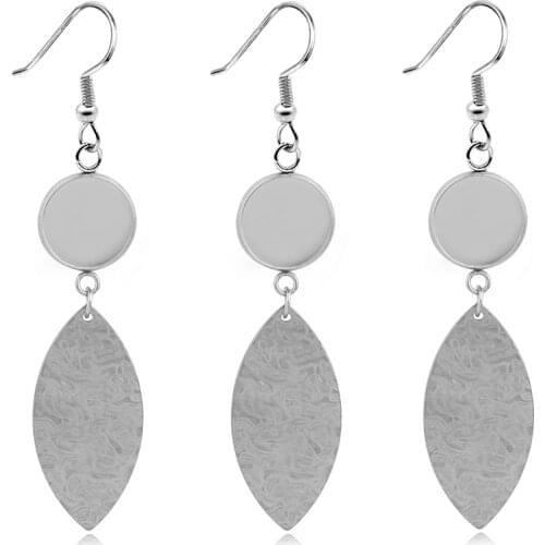 6pcs Stainless Steel Earring Hook Cabochon Blank Base Setting Fit 10 12 14 16 18mm Tray Bezel Findings DIY Glass Jewelry Making