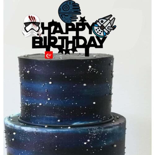 Acrylic Jedi Samurai Theme Happy Birthday Party Cake Insert Cake Decoration Ornaments Childrens Toys Party Decoration Supplies