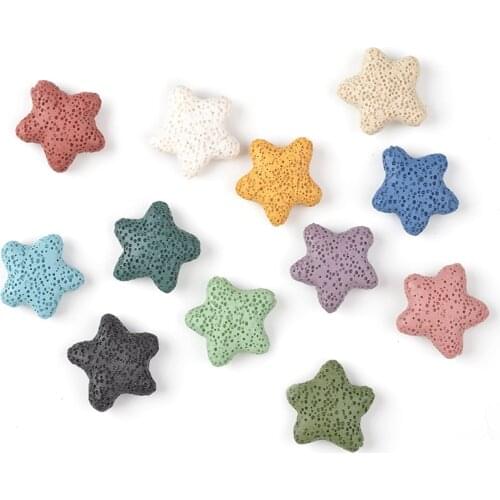 Free delivery 20/23/40mm starfish Multicolor Lava Beads Shape Volcanic Rock Loose Spacer Beads Jewelry Earrings Necklace Making