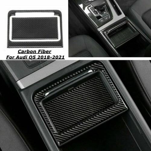 For Q5 2018-2021 Real Carbon Fiber Central Console Storage Box Panel Trim