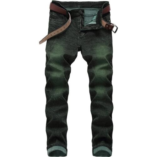 Mens Jeans Green Hip Hop Slim Biker Jeans Destroyed Fry Snowflakes Slim Fit Denim Pants Elastic Streetwear,6671