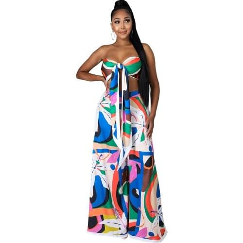 Two Piece Set Africa Clothes African New Dashiki Fashion Striped Letters Suit Top Trousers Super Elastic Party For Women Outfits