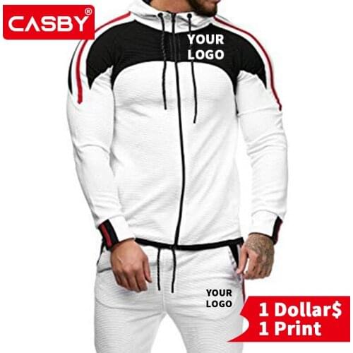 2020 DIY Print Men Outfit Set Simple Personalized Custom Logo Casual Sweat Suits Fashion All-match Outdoor Sports Clothes CA201