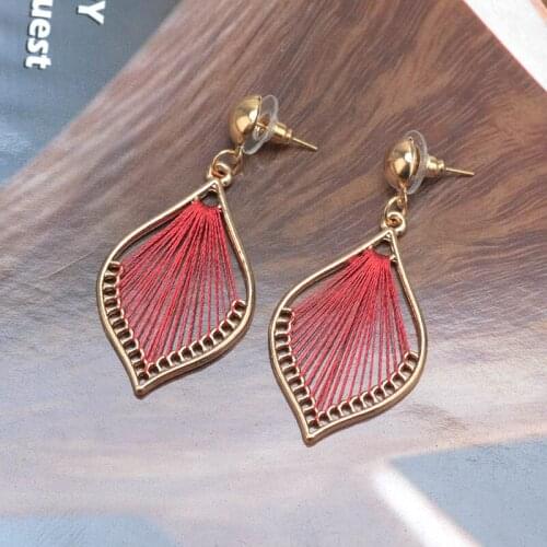 BTWGL 2020 Fashion Earrings Female Silk Tassel Earrings New Simple Heart-Shaped Alloy Pendant Female Net Red Jewelry