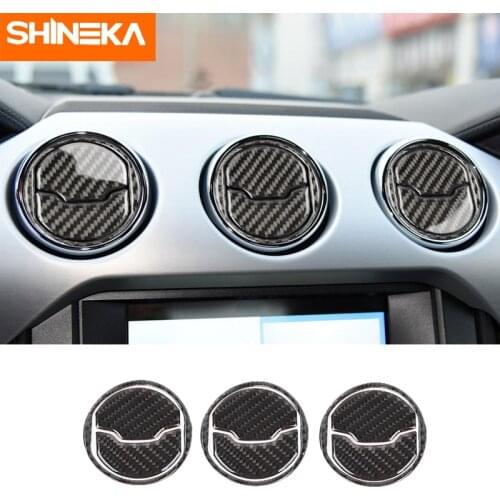 Interior Mouldings for Ford Mustang Carbon Fiber Central Air Conditioner Outlet AC frame sticker for Ford Mustang 2015 2016 2017