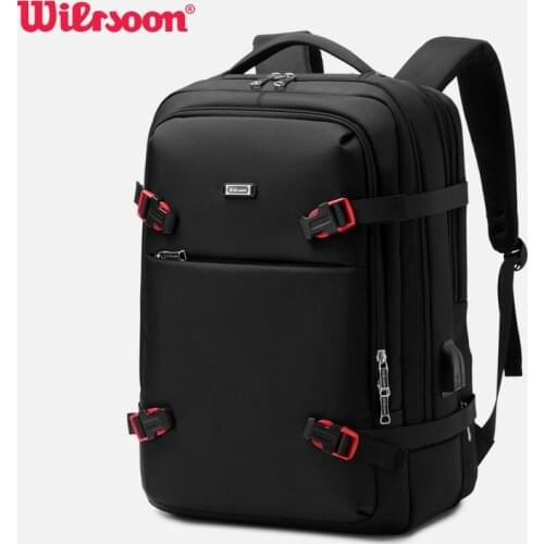 Wiersoon Large Capacity Fashion Men Backpacks 15.6 Inch Laptop Backpack USB Charging Headphone Bags Business Travel Backpack