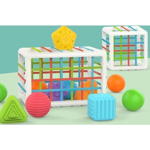 Newest Baby Shape Sorting Toy Motor Skill Tactile Touch Toy 10 Months to 3 Years InnyBin Soft Cube Montessori Educational Toys