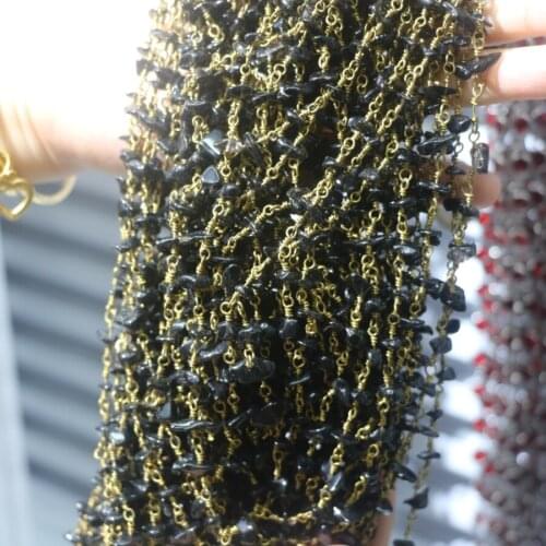 3M/LOT Wholesale Gem stone Gold Jewelery Chain Faceted Natural Turquoises Wire Wrapped Bronze over Sterling Chain or gold plate