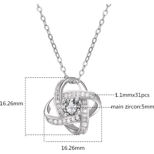 925 silver necklace with four-leaf clover. Flower language: lucky. Eternal Star Diamond Pendant Girl