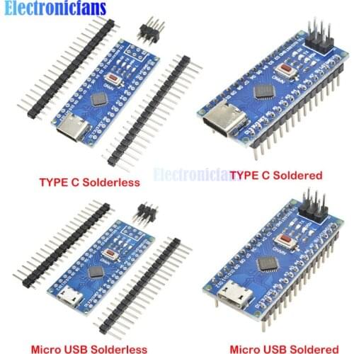 Diymore CH340 Nano V3.0 ATMEGA328P-MU ATMEGA328 Microcontroller Module Development Board Micro USB Type-C Adapter for Arduino