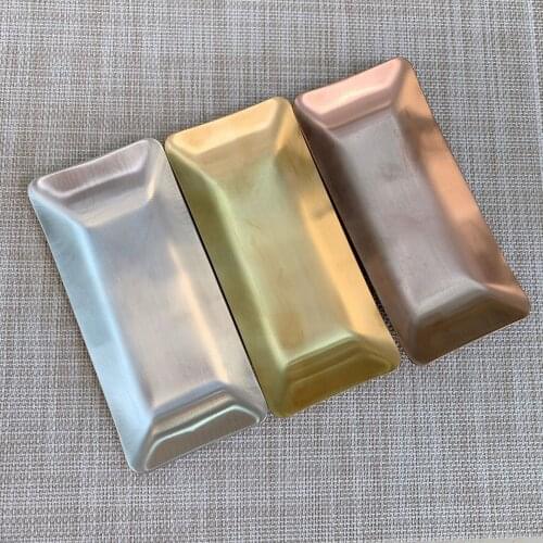 Gold and silver stainless steel towel plate sanding towel plate multi-purpose dish hotel supplies rectangular napkin tray